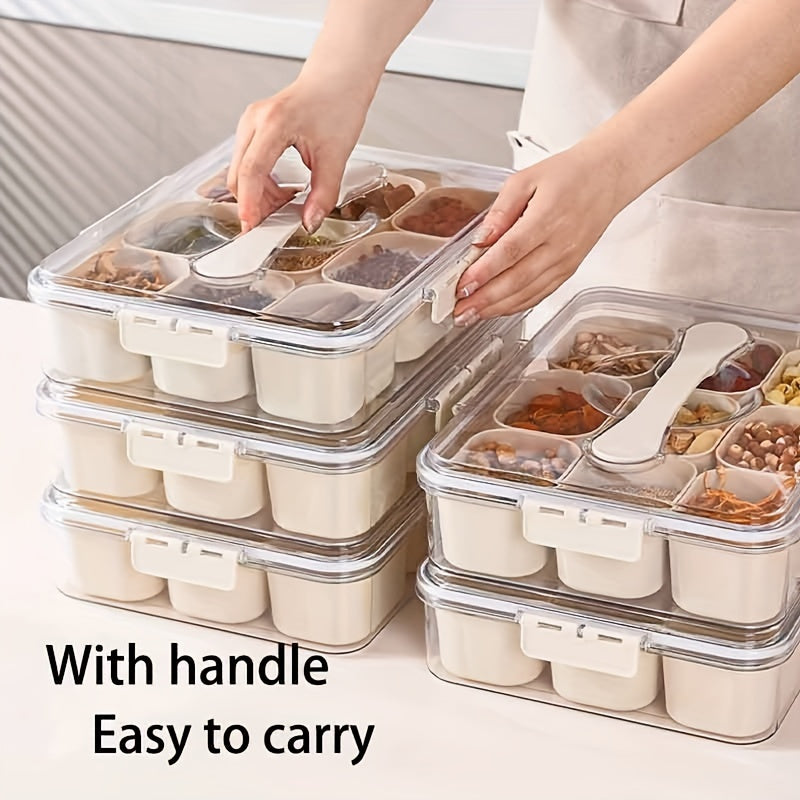 3pc 9Compartment Snack Boxes Set with Utensils