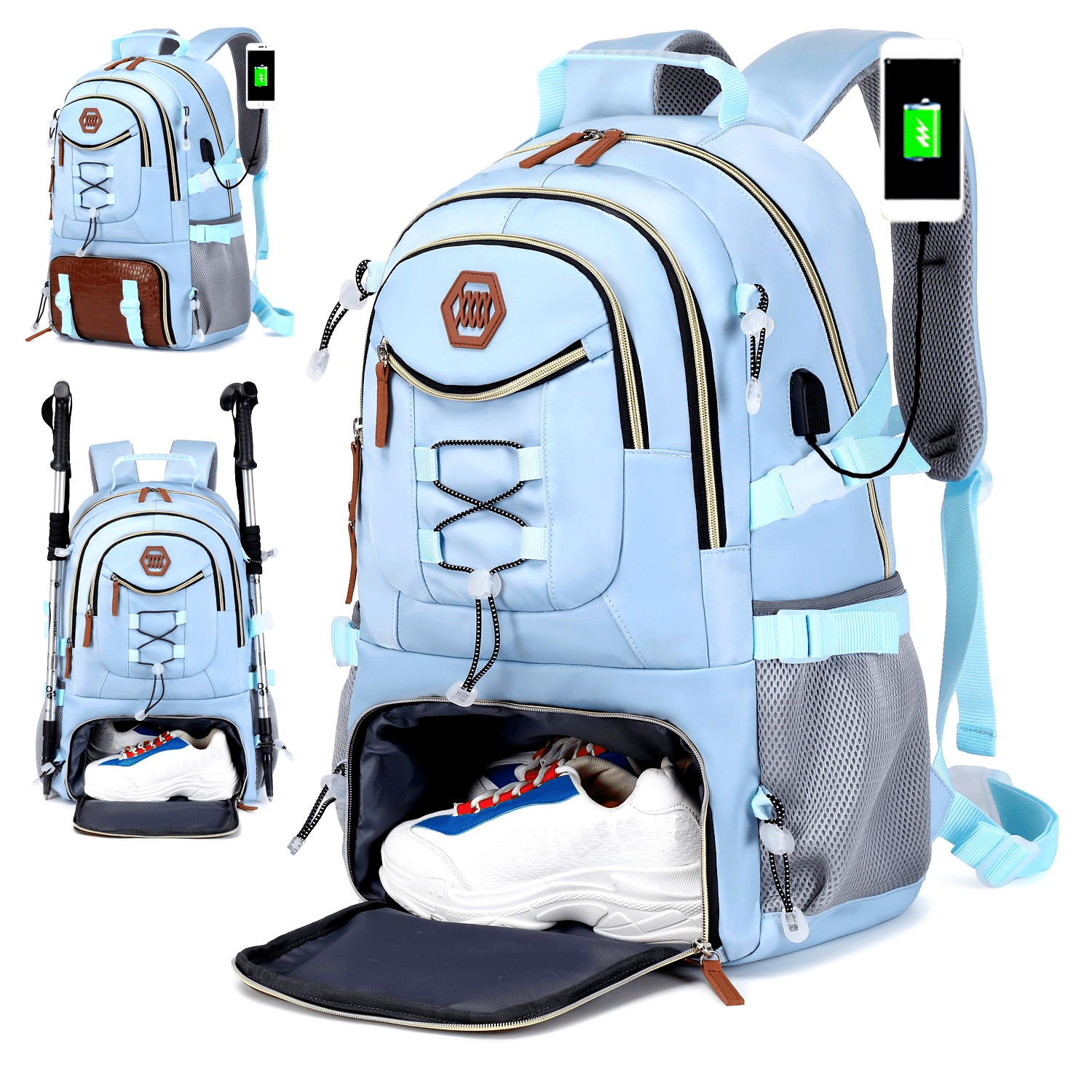 17Inch Laptop Travel Backpack with Shoe Compartment